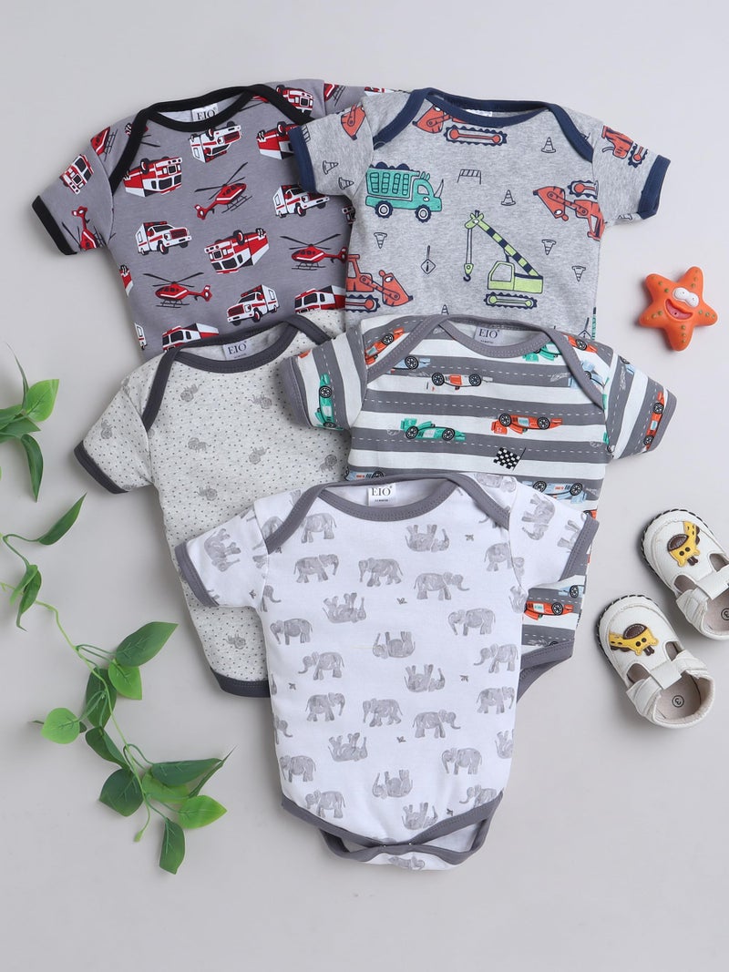 EIO Newborn Baby Cotton Romper Sleepsuit | Half Sleeve Jumpsuit Bodysuit for Boys & Girls | Soft Breathable Baby Clothes Combo Pack - Image 2