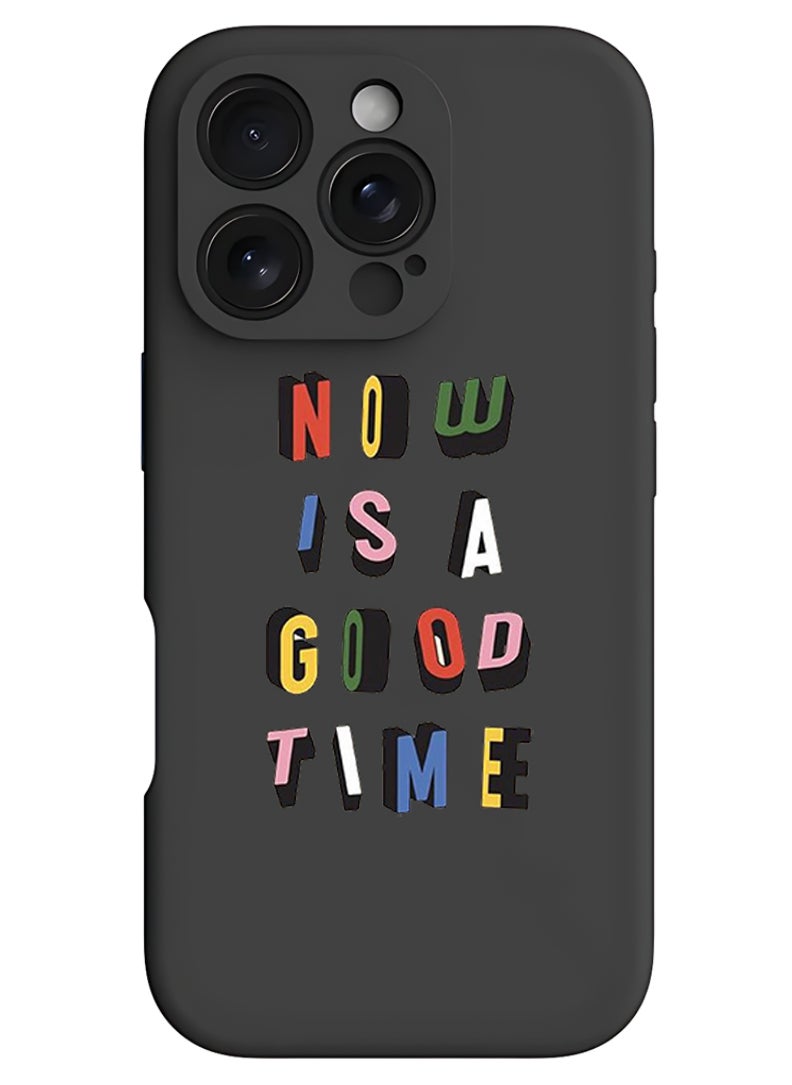 Theodor - Protective Slim Fit Case Liquid Silicone Cover with Full Body Protection Anti-Scratch Shockproof Case For iPhone 16 Pro Black - Good time - Image 1