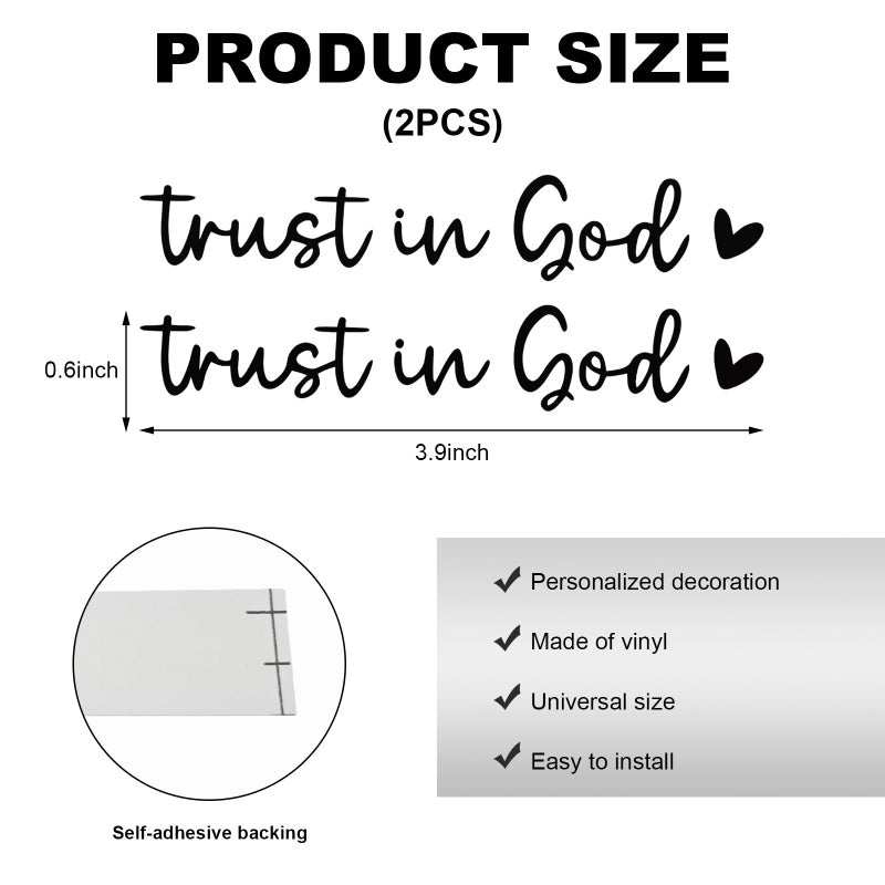 Dxnq 2 Pcs Trust In God Rearview Mirror Decals  Automotive Vinyl Rear View Mirror Decorative Stickers  Waterproof Trust In God Stickers For Car Truck Laptop  Car Accessories (Black) - Image 2