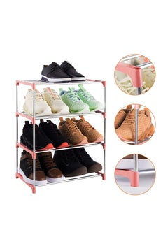 Generic Shoe Rack Free Standing Shoe Rack Simple Stainless Steel Shoe Rack Stackable and Adjustable Shoe Storage Organizer,Suit for Entryways, Hallways and Closets (4-Tier, Pink)  - Image 4
