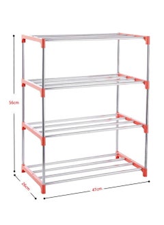 Generic Shoe Rack Free Standing Shoe Rack Simple Stainless Steel Shoe Rack Stackable and Adjustable Shoe Storage Organizer,Suit for Entryways, Hallways and Closets (4-Tier, Pink)  - Image 3