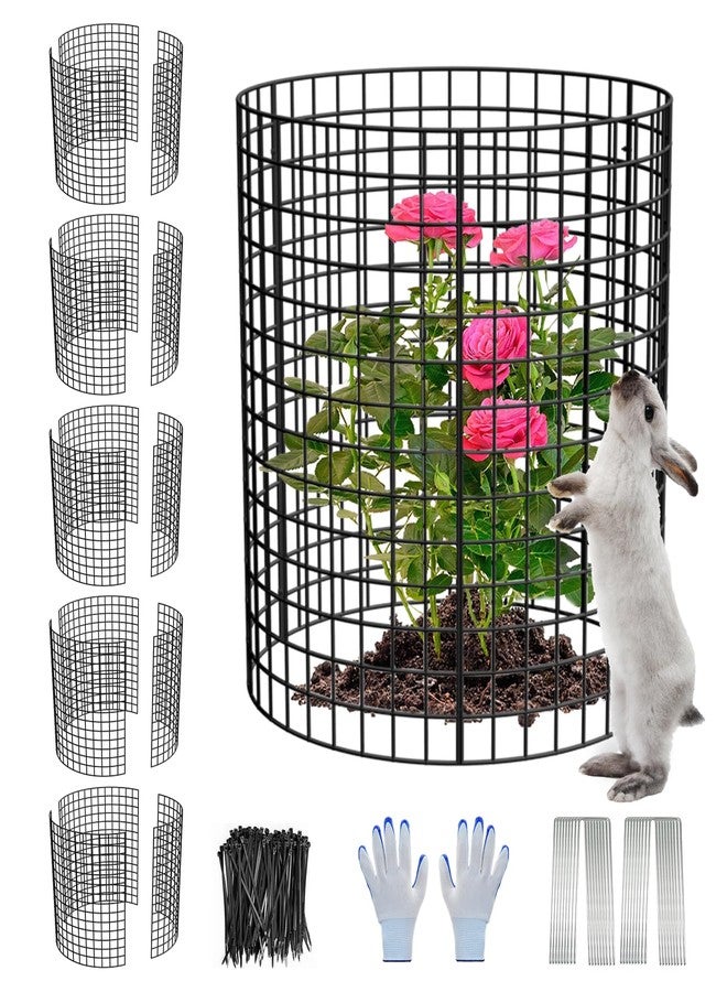 HOLANHING 6 Pack Wire Plant Protectors, 13.5" Dia x 14" H Plant Protector from Animals, 18pcs Pre-Bent Metal Mesh to Keep Animals Out with Zip Ties & Stakes, Bunny Barricades for Garden Plants (6 Packs) - Image 1
