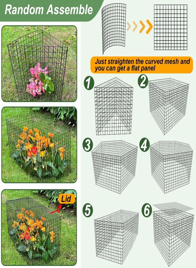HOLANHING 6 Pack Wire Plant Protectors, 13.5" Dia x 14" H Plant Protector from Animals, 18pcs Pre-Bent Metal Mesh to Keep Animals Out with Zip Ties & Stakes, Bunny Barricades for Garden Plants (6 Packs) - Image 4
