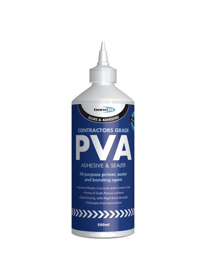 Bond It Contractors PVA Adhesive & Sealer 500ml – All-Purpose Primer, Sealer & Bonding Agent, High Bond Strength, Fast Drying, Improves Plaster, Cement & Concrete Mixes - Image 1