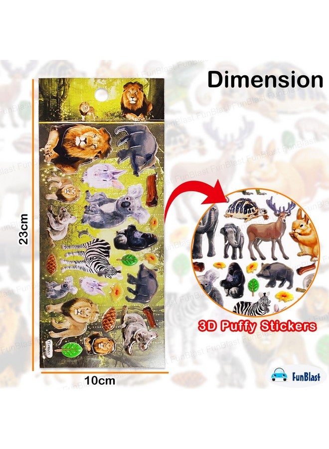 FunBlast Animal Figure Stickers for Kids- 4 Sheets, 80+ Stickers for Kids, 3D Puffy Kawaii Stickers for Boys, Cute Stickers, Aesthetic Sticker, Foam Stickers for Kids, Craft Stickers (Multicolor) - Image 2