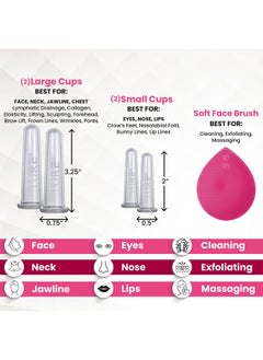 Lure Essentials LURE Essentials Glam Facial Cupping Set (5 pc) Face Eyes Lips Cupping Set with Brush Collagen Lymphatic Massage  - Image 5
