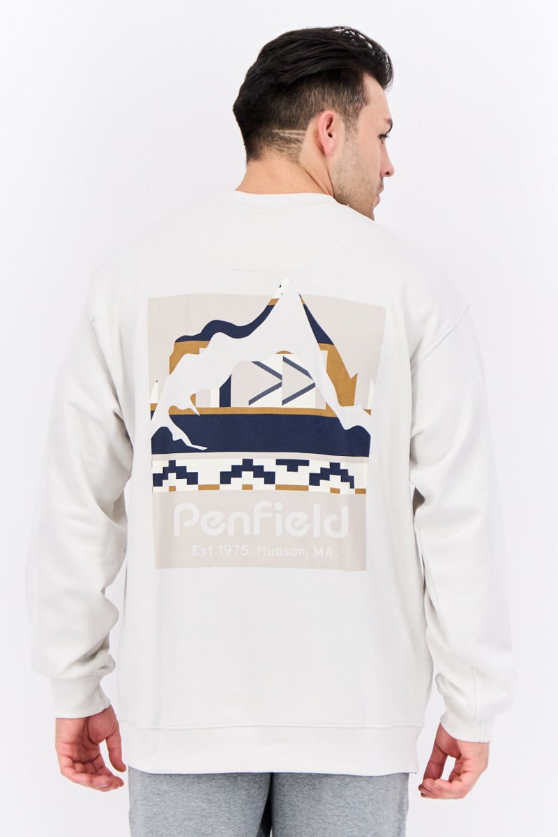 Penfield Men Crew Neck Brand Logo Long Sleeves Sweatshirt, White - Image 3