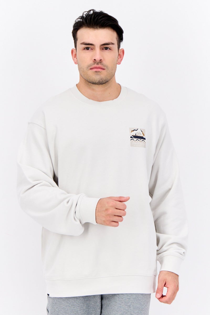Penfield Men Crew Neck Brand Logo Long Sleeves Sweatshirt, White - Image 1