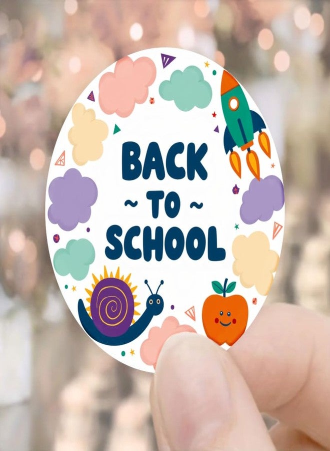 SLGIFT 48pcs Colorful Back to School Circular Stickers | Featuring Rocket, Snail, Apple, and Clouds Designs for Gift Packaging - Image 1