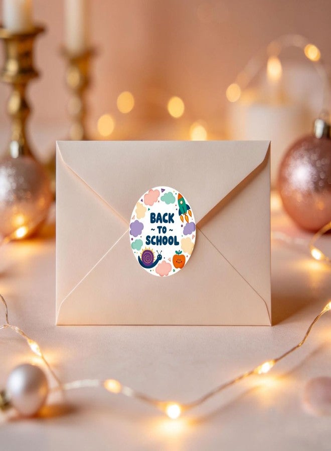 SLGIFT 48pcs Colorful Back to School Circular Stickers | Featuring Rocket, Snail, Apple, and Clouds Designs for Gift Packaging - Image 4