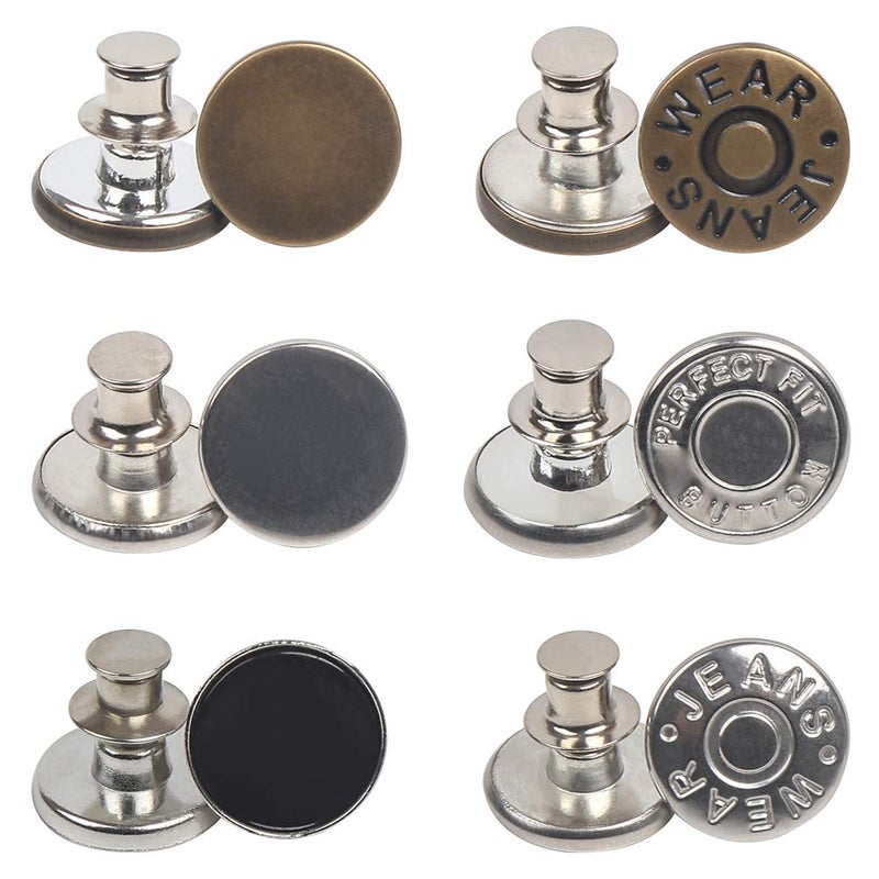 CCINEE CCINEE 12PCS Jean Button Pins ReplacementNo Sew Instant Buttons Detachable Metal Button for Jeans Waist Pant Cloth 