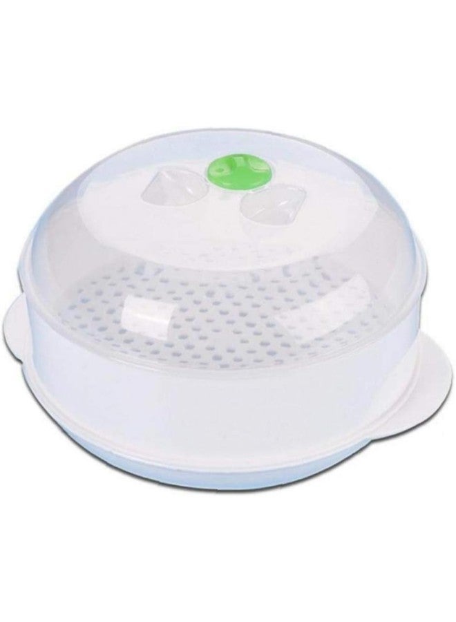 1pc Microwave Steamer Round Plastic Microwave Rice Vegetable Steamer Heatresistant Vegetable Rice Cooking Pot Singlelayer Oven Steamer  - Image 1