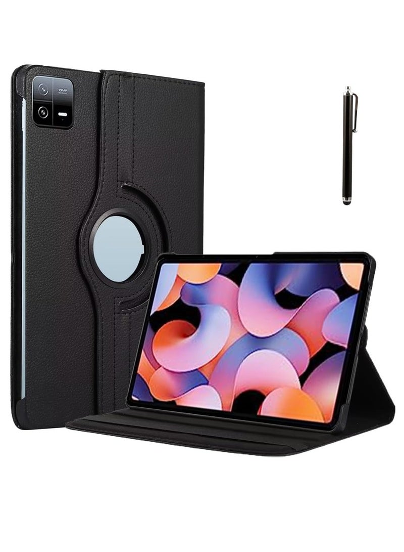 Mmmon Compatible with Xiaomi Pad 6/6 Pro Tablet case for Protector Pebbled Rotating 360 Protective Case Holster(Black) - Image 1
