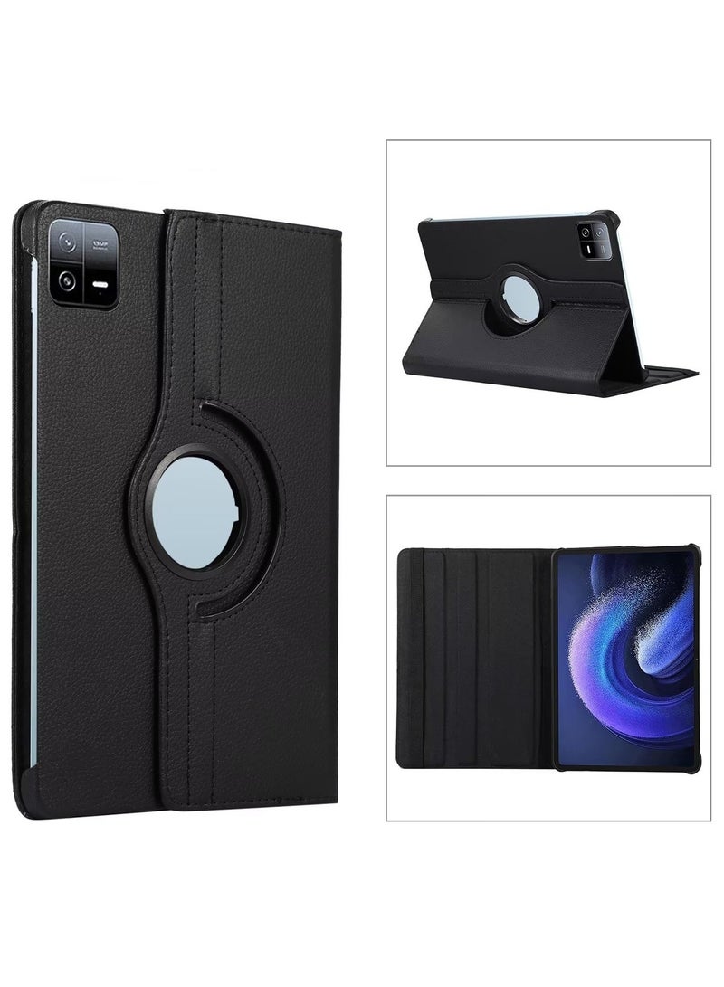 Mmmon Compatible with Xiaomi Pad 6/6 Pro Tablet case for Protector Pebbled Rotating 360 Protective Case Holster(Black) - Image 4