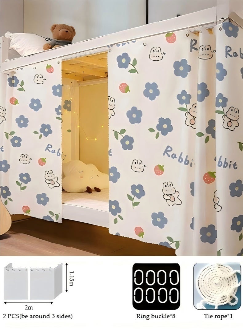 JUNYOUK 2 Pcs Private Bed Curtain At The Bottom Of The Bunk Bed, Breathable And Dustproof Single Bed Blackout Curtain, Dormitory Family Bed Curtain, Can Cover 3 Sides - Image 2
