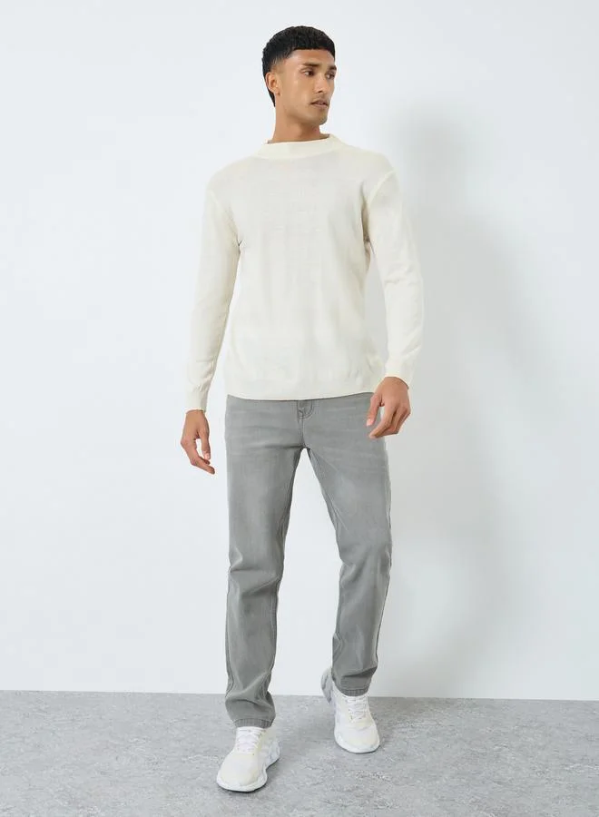 Styli Mid Rise Regular Fit Faded Jeans