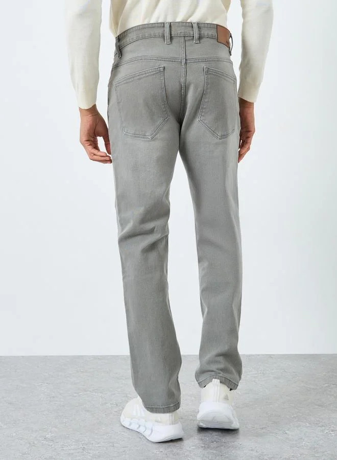 Styli  Mid Rise Regular Fit Faded Jeans for Men | Best Price UAE