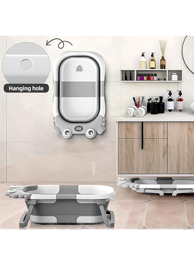 Collapsible Baby Bathtub Set For Infants To Toddler With Real Time Temp Monitor+Floating Cushion Applicable 0 36 Month Perfect Portable Travel Baby Tub For Newborns - Image 5