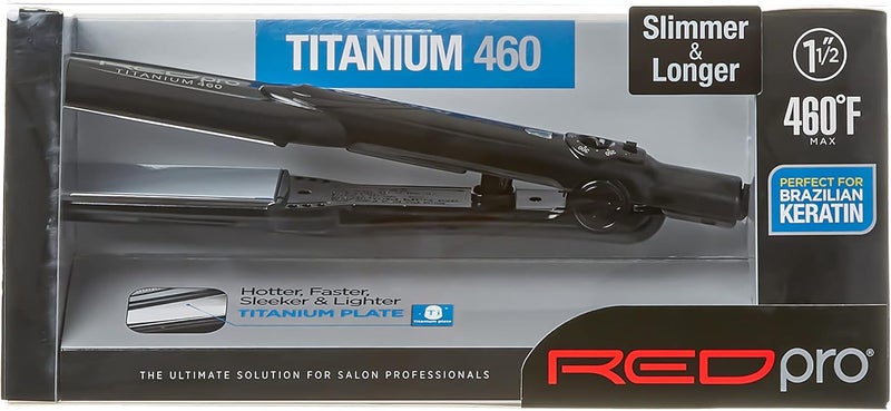 RED Pro Titanium 460 Styler Flat Iron 1 12 for Silk Pressing  Keratin Treatments Eliminates Frizz Instant Heat Auto ShutOff Heavy Duty Swivel Cord