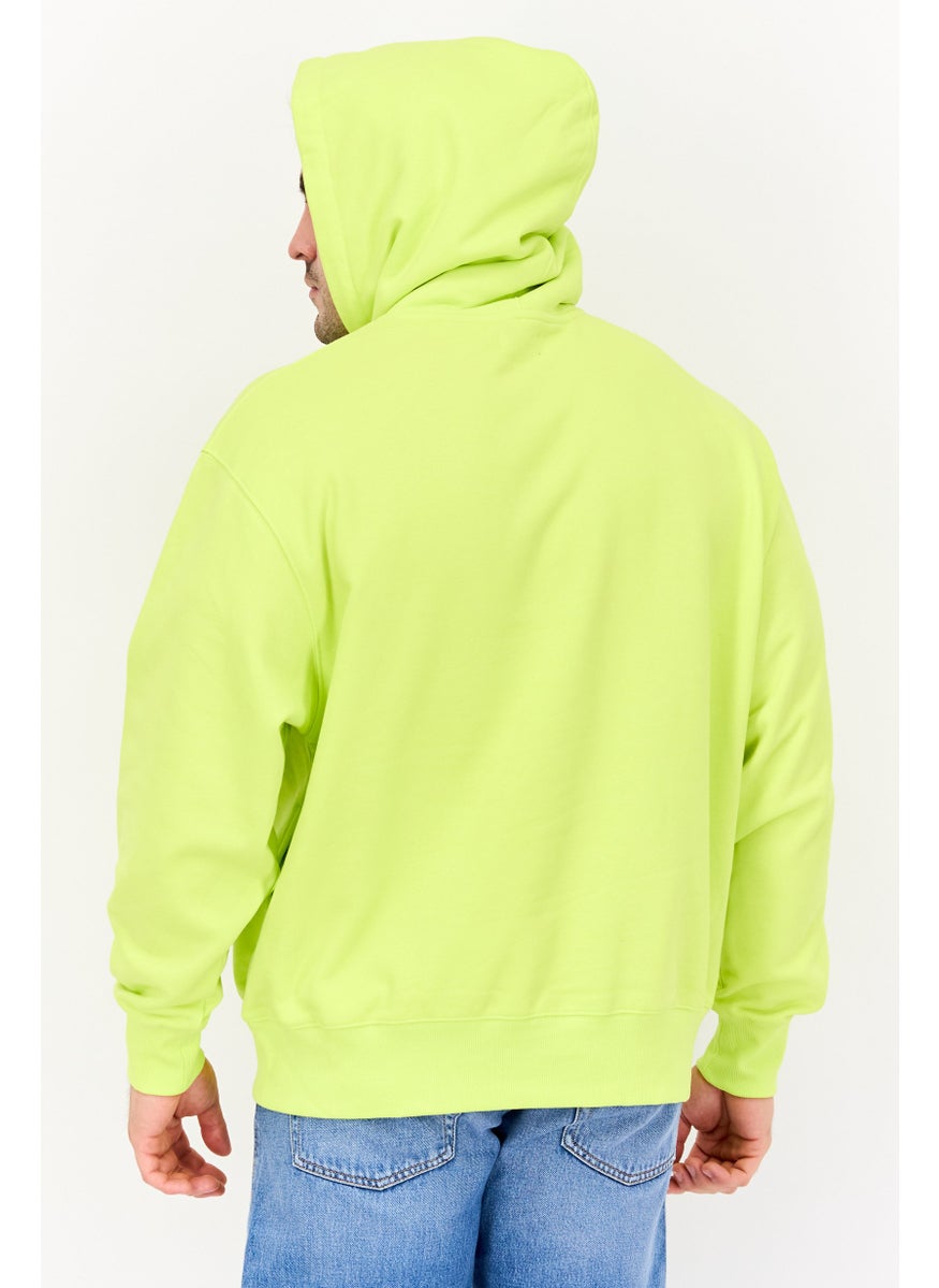 ESPRIT - Men Hood Neck Brand Logo Long Sleeves Hoodie, Lime Green - Image 1