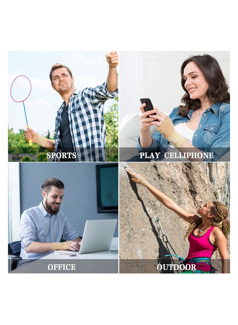 SOLARAE 2Pcs Wrist Brace Elastic Wrist Support with Strap Ideal for Sprains Injury or Sports Use with no Metal bar Support Without inhibiting Flexibility Left or Right Beige - Image 5