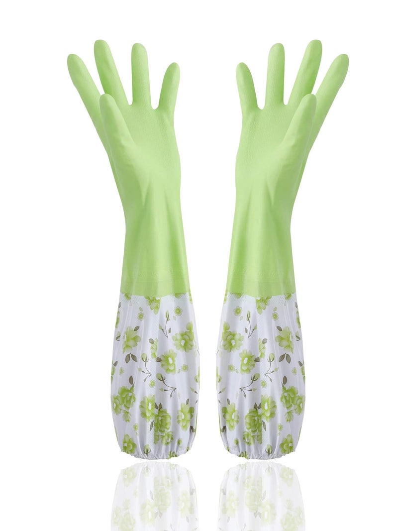 Giffy Reusable Winter Double Layer Thickening/Inner Cotton Lining, Elbow Length, PVC Kitchen Dish-washing Cleaning Gloves for Winters, Pack of 1, Multicolor - Image 1