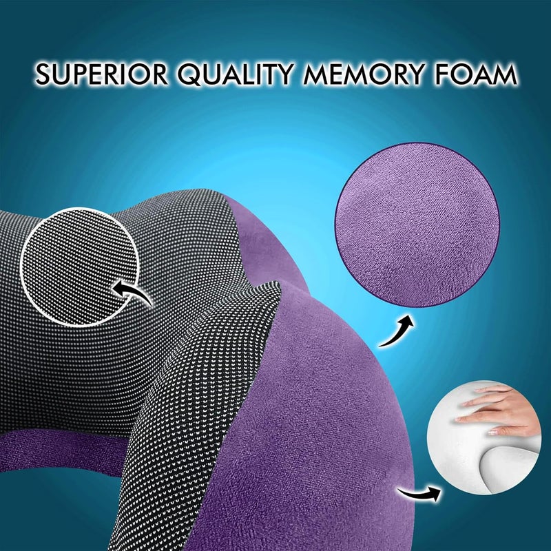 GREELI Premium Memory Foam Luxury Travel Neck Rest Pillow with Super Soft Removable Cover, Multipurpose Comfortable Travel Pillow for Men and Women (Lavender Combo) - Image 2