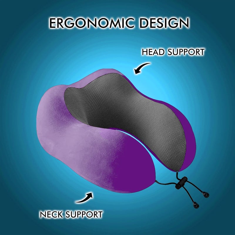GREELI Premium Memory Foam Luxury Travel Neck Rest Pillow with Super Soft Removable Cover, Multipurpose Comfortable Travel Pillow for Men and Women (Lavender Combo) - Image 5