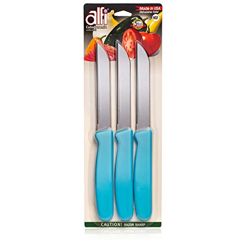Alfi All-Purpose Knives Aerospace Precision Pointed Tip - Home And Kitchen Supplies - Serrated Steak Knives Set | Made in USA (Bahama Blue) - Image 1