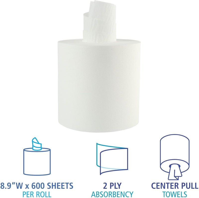 Boardwalk SOD410321 76 in x 89 in 2 Ply CenterPull Roll Towels  White 6Carton - Image 3