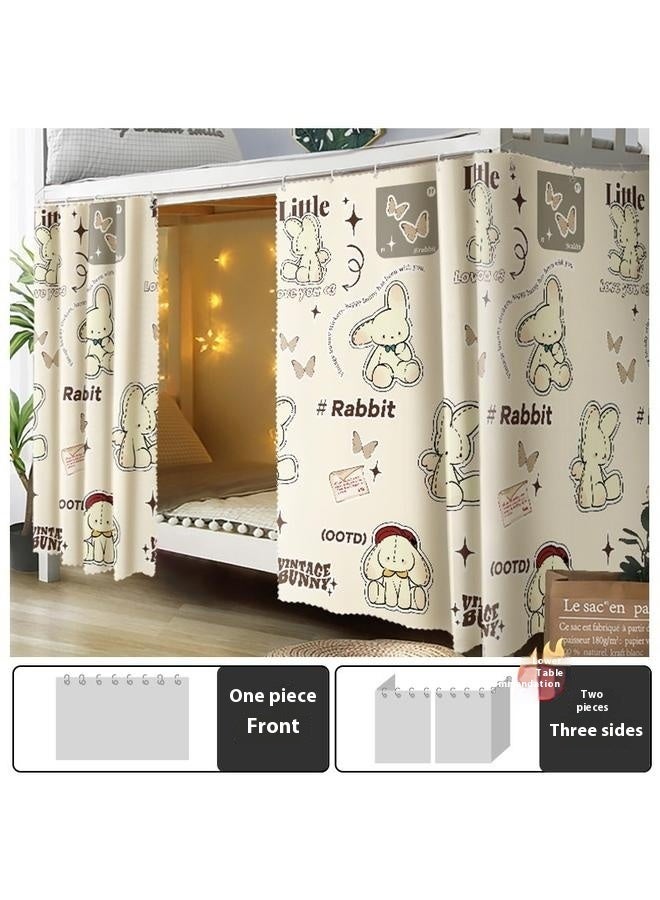 Cartoon Printing Bunk Bed Tent with Rope Closure Blackout Bunk Bed Curtains Universal Dustproof Home Travelling Loft Bed Curtains(Curtain*2+top,1.15*2M_rabbit )  - Image 1