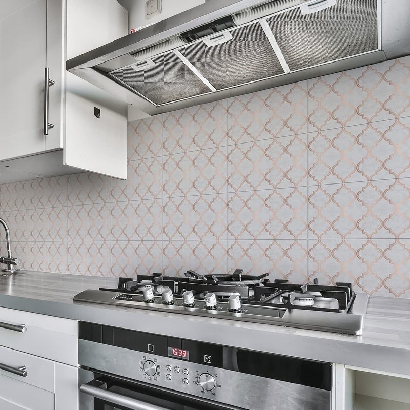 Alwayspon Vinyl Floor Wall Tile Sticker, Non-slip Sticky Back Tile Decals for Kitchen Bathroom Self-adhesive Peel and Stick PVC Floor Sticker DIY, Grey Gold Line Marble Lantern, 30cmX15cm X12Pcs Set - Image 4