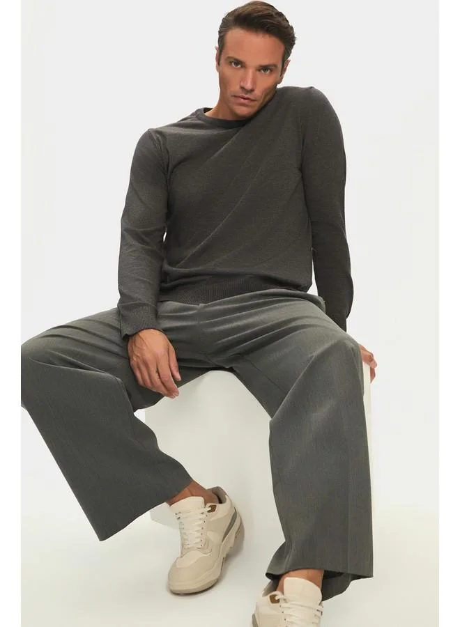 JUNE June Men Regular Fit Crew Neck Basic Knitwear Sweater Anthracite
