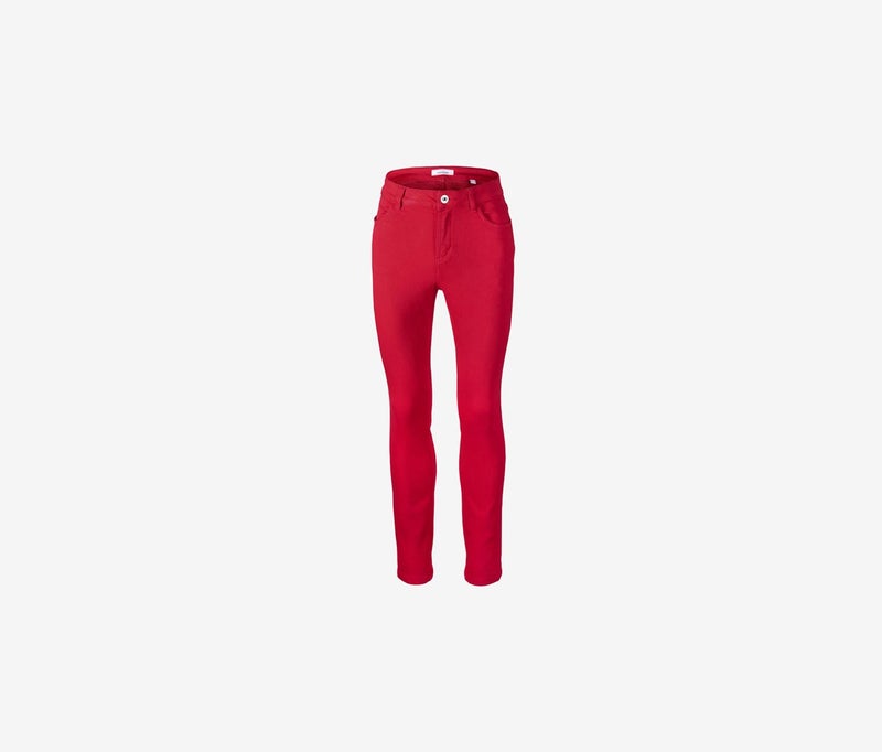 Tchibo Women Slim Fit Plain Skinny Pants, Red  - Image 2