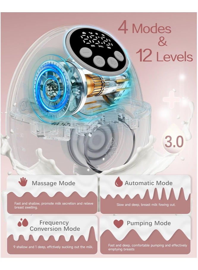 chiteng Hands Free Breast Pump - Wearable Breast Pumps with 4 Modes 12 Levels, Portable Breast Pumping for Work Travel Night with Leak-Proof Flange, Ideal for Breast Pump - Image 4