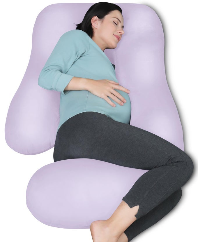PREGNANCY PILLOWS FOR SLEEPING U SHAPED FULL BODY MATERNITY PILLOW WITH REMOVABLE COVER SUPPORT FOR BACK LEGS BELLY HIPS 57 INCH PREGNANCY PILLOW FOR WOMEN PURPLE
