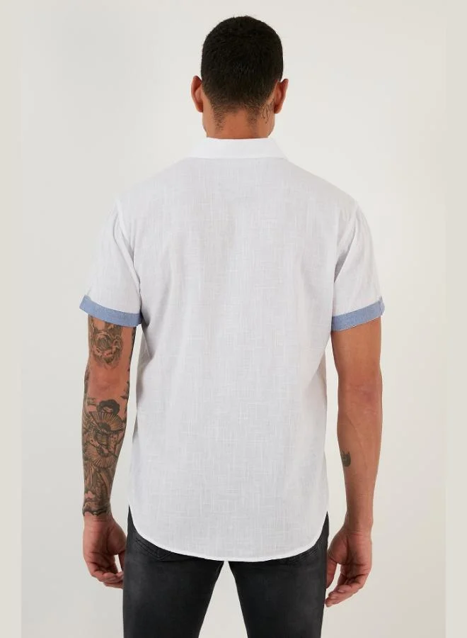 Buratti  Buratti Cotton Slim Fit Button-Down Collar Short-Sleeve Shirt Men's SHIRT CF21S112546 for Men | Best Price UAE