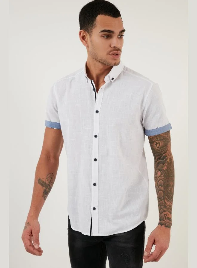Buratti  Buratti Cotton Slim Fit Button-Down Collar Short-Sleeve Shirt Men's SHIRT CF21S112546 for Men | Best Price UAE