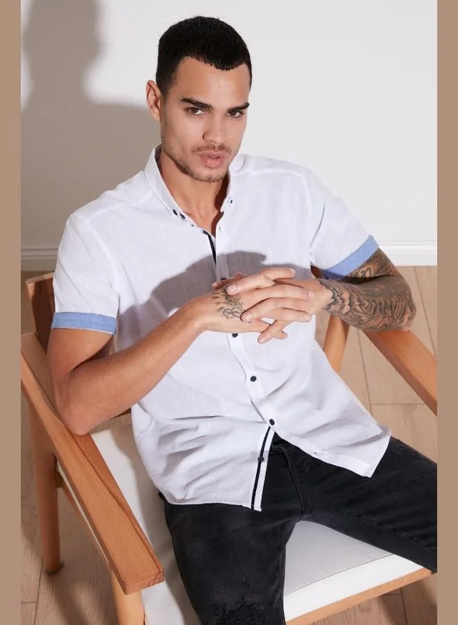 Buratti  Buratti Cotton Slim Fit Button-Down Collar Short-Sleeve Shirt Men's SHIRT CF21S112546 for Men | Best Price UAE