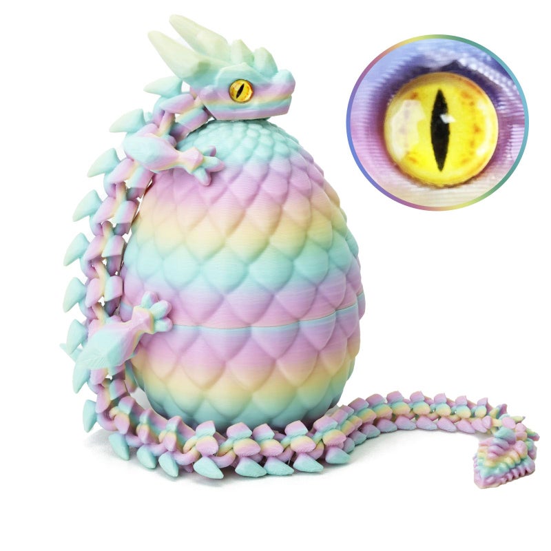 UXBSTM 3D Printed Dragon Eggs with Dragon Inside Easter Basket Essentials Stuffers Mystery Crystal Dragon Easter Egg Fillers Toys Articulated Fidget 3D Printed Animals Surprise Gift - Image 3