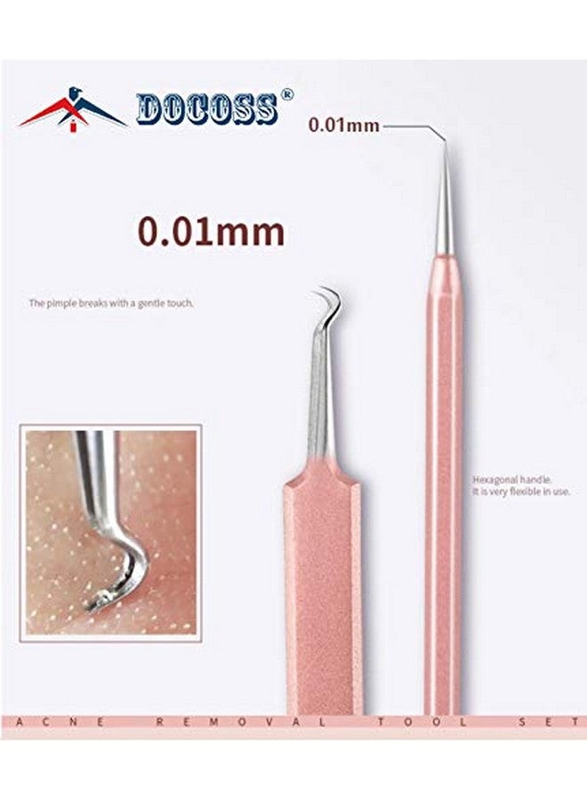 DOCOSS 5 In 1 Stainless Steel Blackhead, Acne & Pimple Removal Acne Needle Tool Set With Metal Case Rose Gold - Image 5