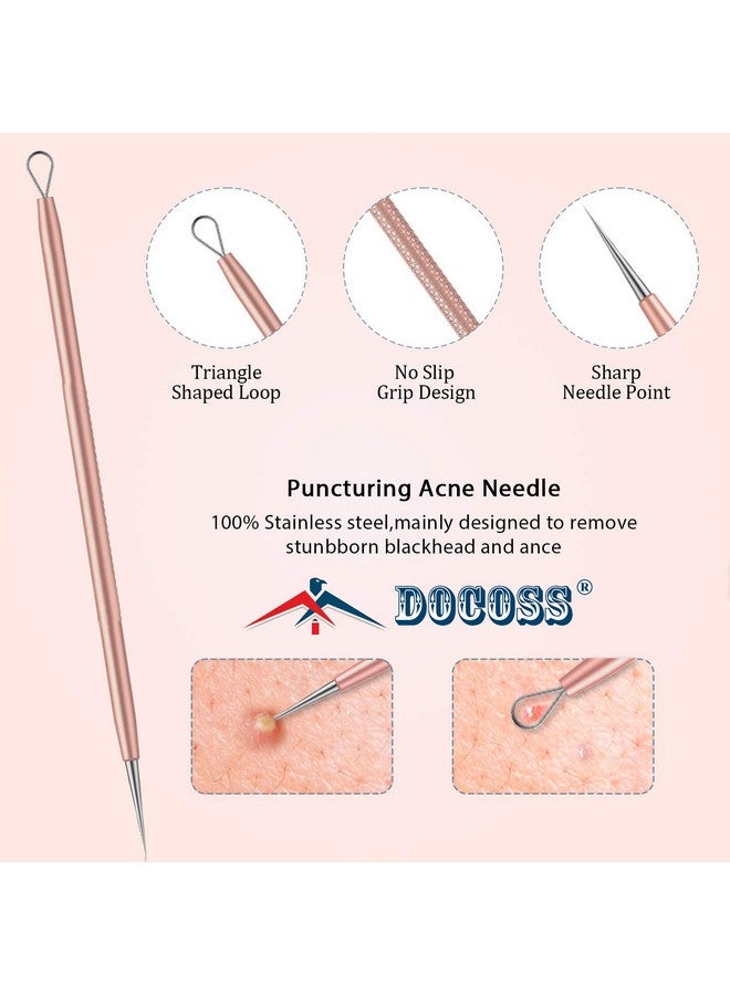 DOCOSS 5 In 1 Stainless Steel Blackhead, Acne & Pimple Removal Acne Needle Tool Set With Metal Case Rose Gold - Image 4