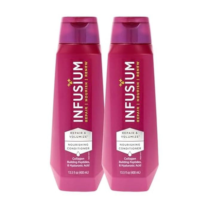 Infusium Repair and Volumize Conditioner - Hair Conditioner with Collagen and Hyaluronic Acid - Plumps Hair, Reduces Brittleness and Frizz - 2 pc