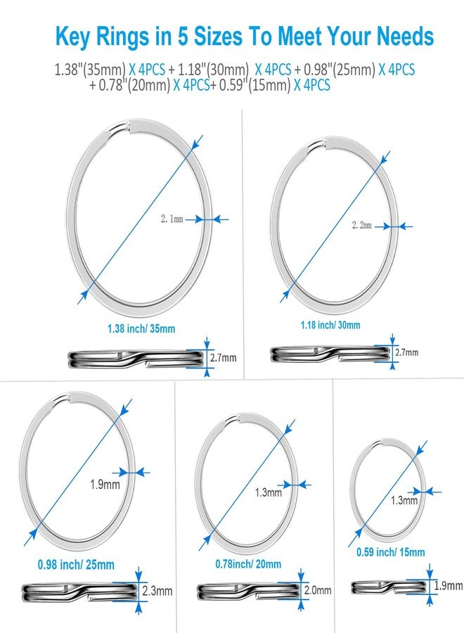 YHYZ Split Key Ring Circle Assorted, Metal Flat Round Keyring Durable in 5 Sizes (Small 1/2 inch, 3/4 inch,1 inch, 1.25 inch, 1.38 inch), for Dog Pet Collar DIY Tag Jewelry Car Key (Flat Round) - Image 2