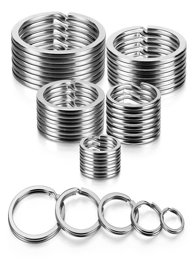 YHYZ Split Key Ring Circle Assorted, Metal Flat Round Keyring Durable in 5 Sizes (Small 1/2 inch, 3/4 inch,1 inch, 1.25 inch, 1.38 inch), for Dog Pet Collar DIY Tag Jewelry Car Key (Flat Round) - Image 1