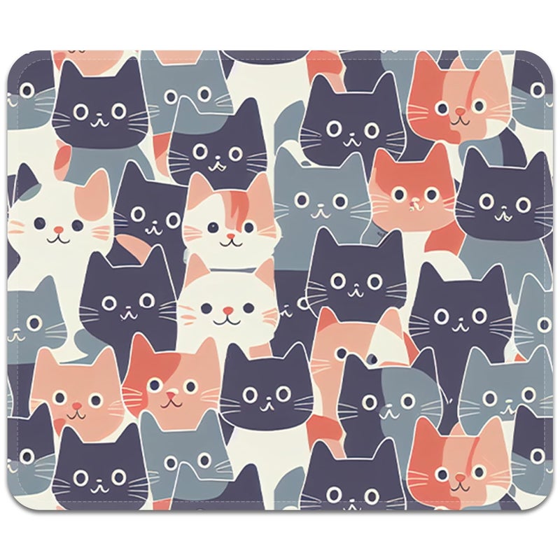 FROGIGO Square Mouse Pad with Stitched Edge, Premium Mousepad Washable Cloth. Computer Mouse Pad with Non-Slip Rubber Base, Mouse Pads for Computers Laptop Mouse 9.25x7.75x0.12 inch-Round Face Cat - Image 1