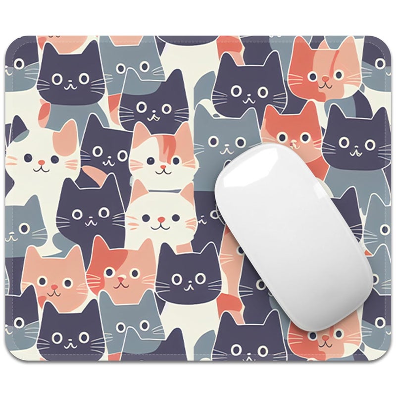 FROGIGO Square Mouse Pad with Stitched Edge, Premium Mousepad Washable Cloth. Computer Mouse Pad with Non-Slip Rubber Base, Mouse Pads for Computers Laptop Mouse 9.25x7.75x0.12 inch-Round Face Cat - Image 2