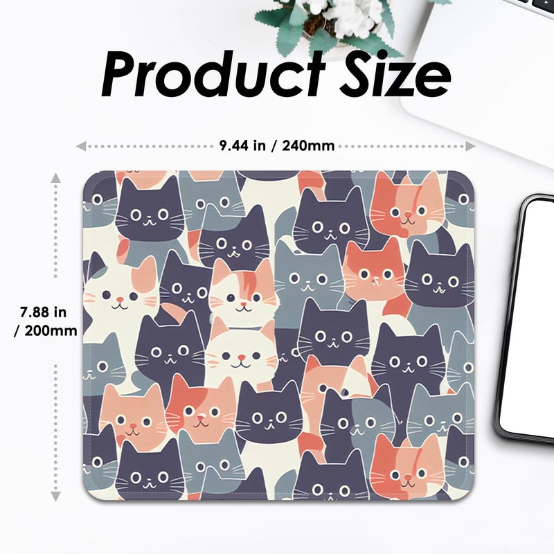 FROGIGO Square Mouse Pad with Stitched Edge, Premium Mousepad Washable Cloth. Computer Mouse Pad with Non-Slip Rubber Base, Mouse Pads for Computers Laptop Mouse 9.25x7.75x0.12 inch-Round Face Cat - Image 3