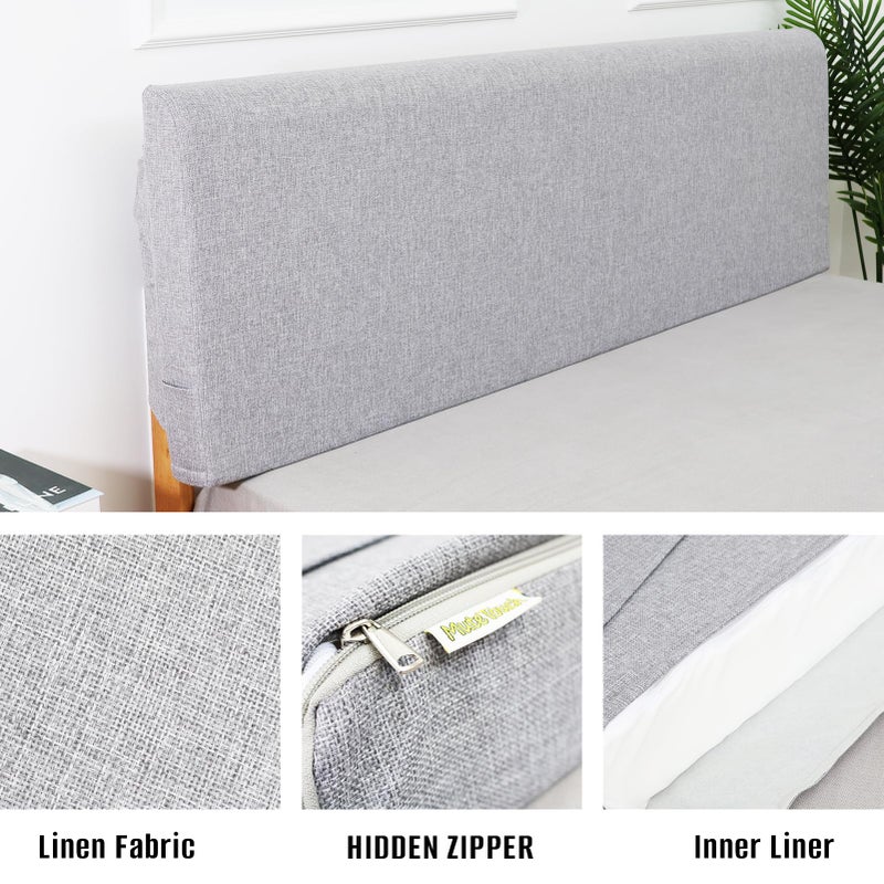 M Mute Touch Twin Headboard Pillow Cushion, Wall Mounted No Drill Headboard Pad for Existing Bed, Upholstered Soft Bed Backrest with Storage Pockets, Removable Washable Cover (Grey) - Image 5