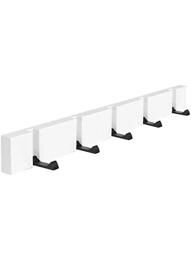 Wooden Wall Mounted Folding Rack, Modern Wall Floating Coat Hook Rack Space-Saving Coat Hanger for Coats (White 5 Hooks) - Image 2